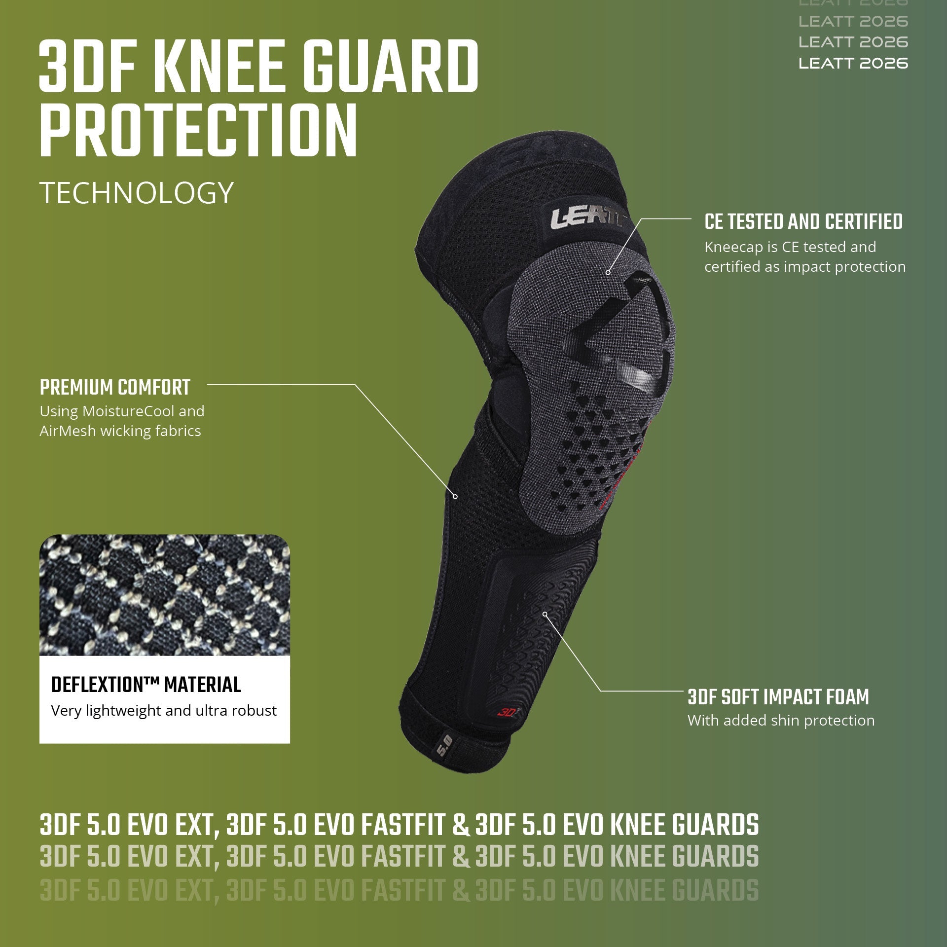 LEATT 3DF 5.0 Evo Ext Knee Guard Men, Women – Leatt Canada